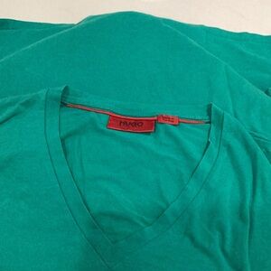 Hugo Men's Green V-Neck Shirt